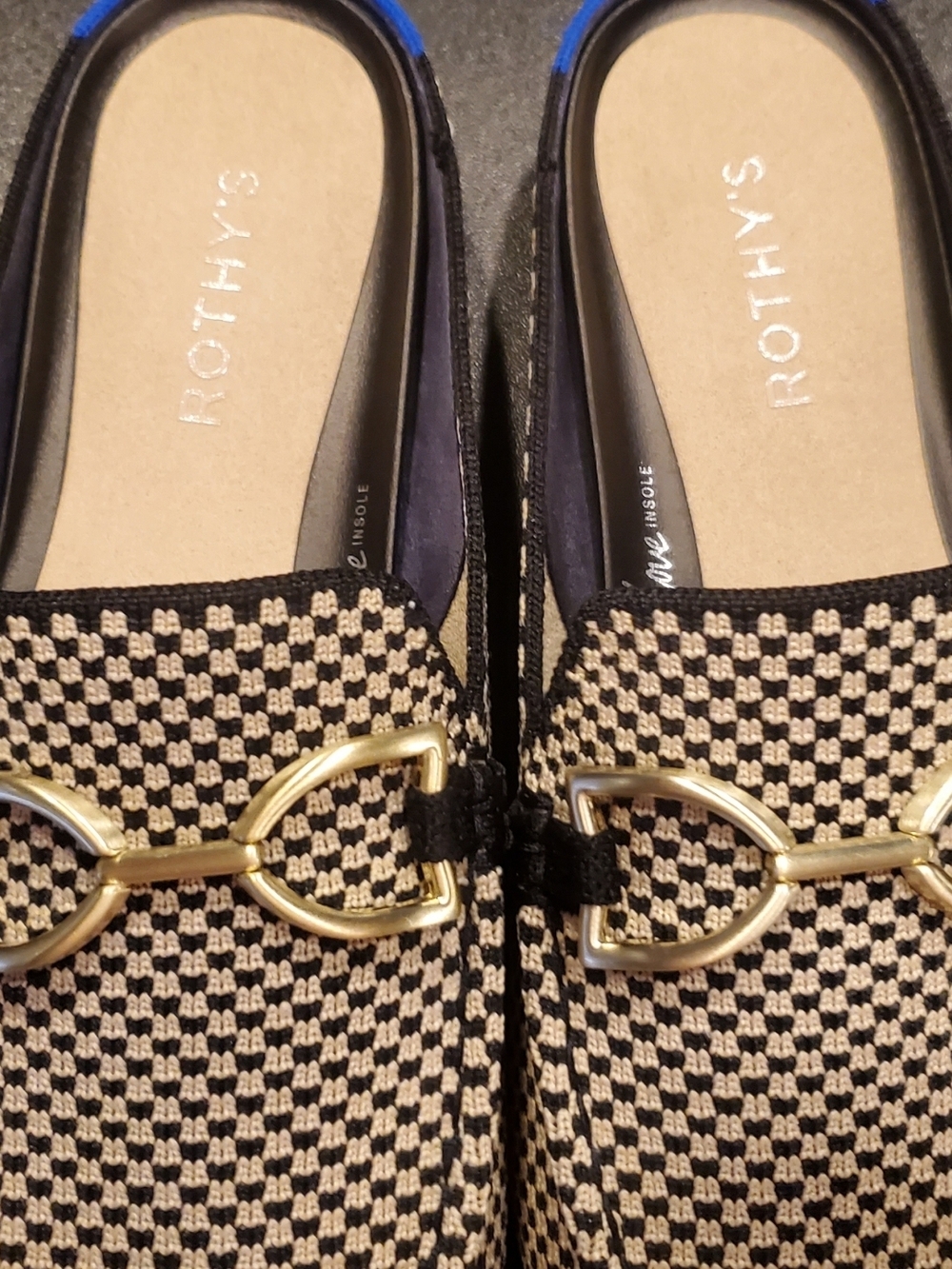 Rothy's Double Bit Loafer Mule Micro Check Size 8